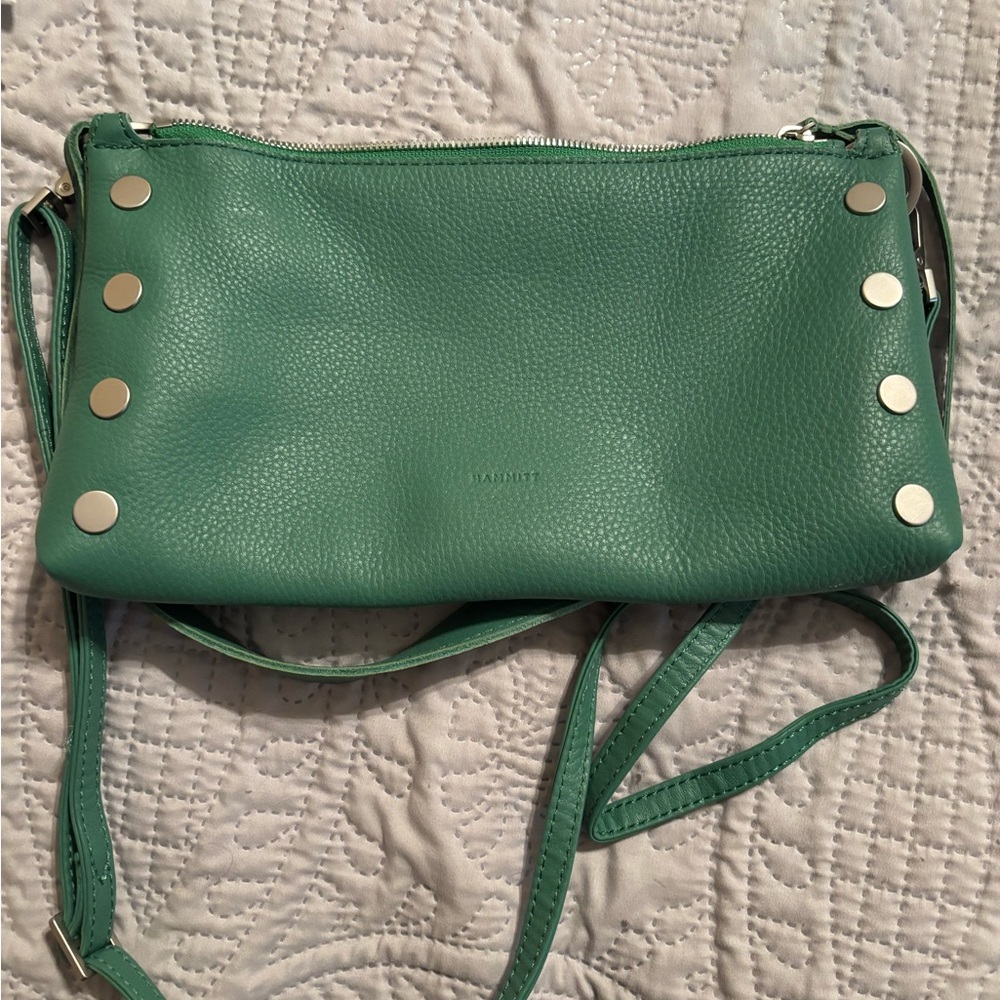 HAMMITT’ Elegant Green Crossbody Bag with Silver Accents